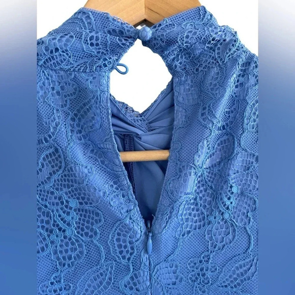 SAYLOR Jayme Lace Mini Long Sleeve Dress In Cornflower Blue Periwinkle Size Sm - Picture 7 of 7